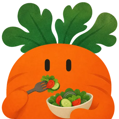 Yumsy’s carrot mascot enjoying dinner